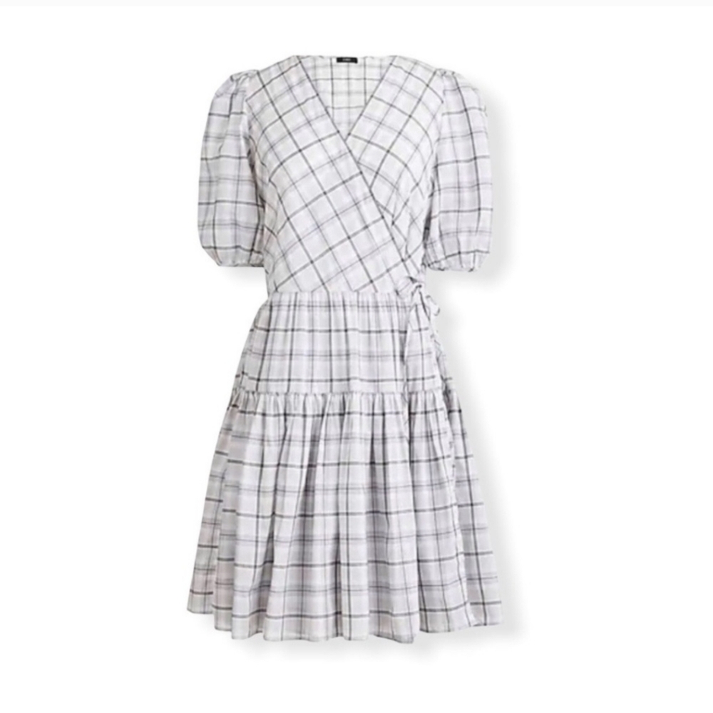 J.crew Tall mini cotton plaid wrap dress